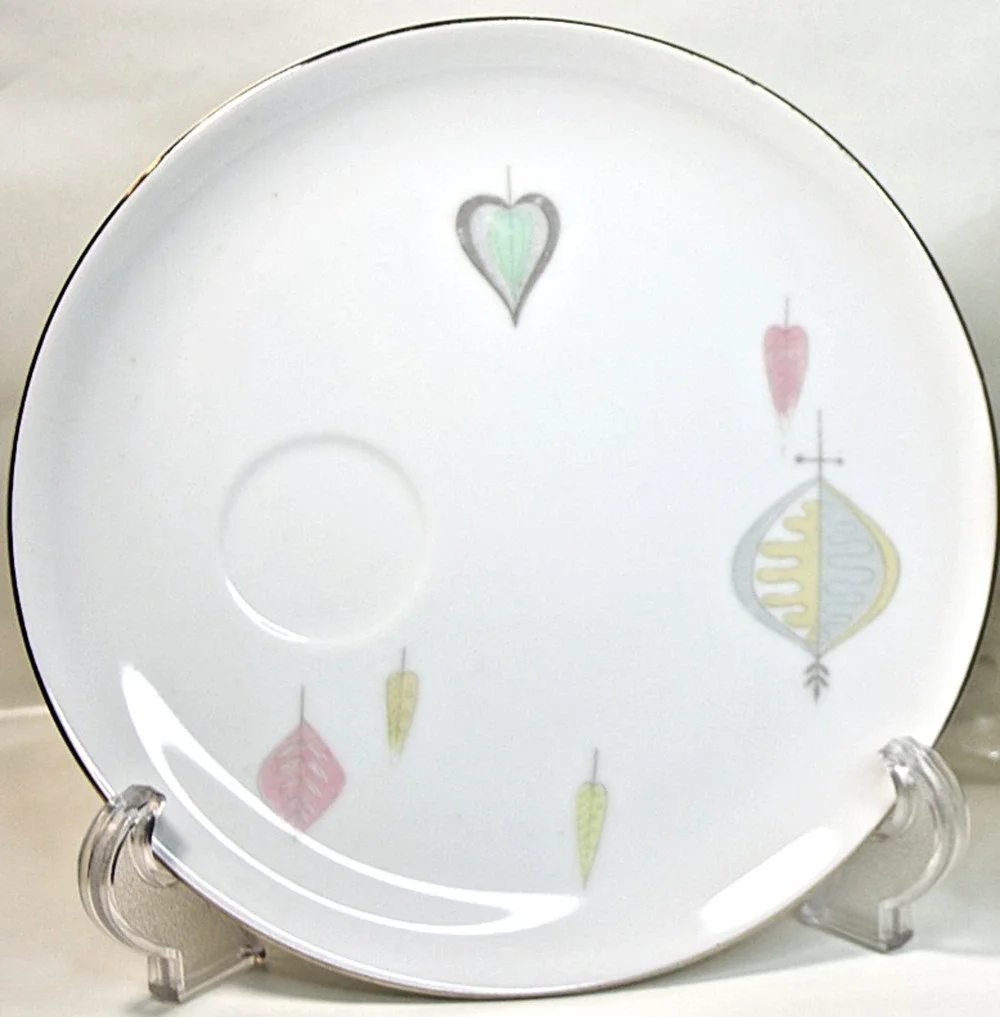 Vintage Yamaka Japan Snack Plate Bon Soir Leaves Mid-Century Modern 8